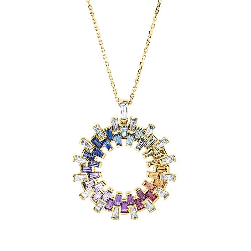 Collier mit Saphir  aus 750/-18 Karat Gelbgold mit 17 Diamanten 0