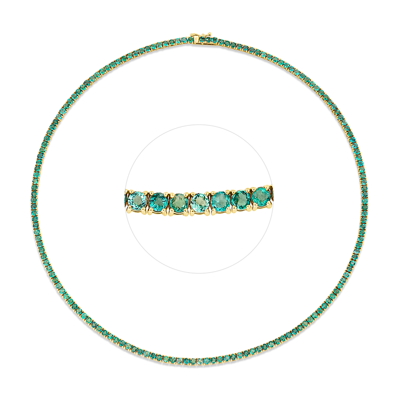 Collier mit Smaragd  aus 750/-18 Karat Gelbgold  