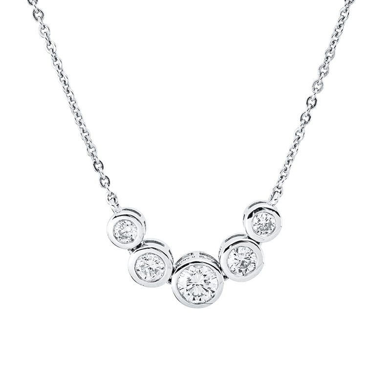 Collier    aus 750/-18 Karat Weißgold mit 5 Diamanten 0