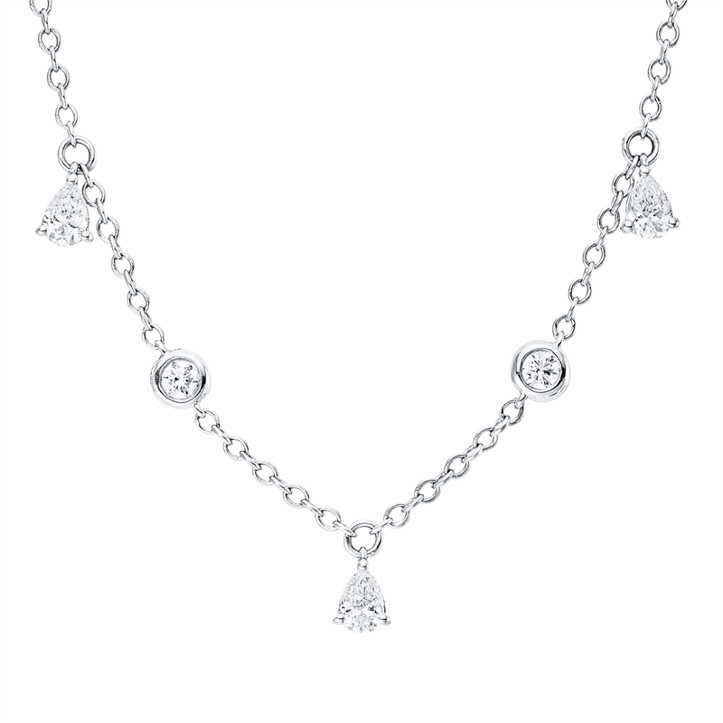 Collier    aus 750/-18 Karat Weißgold mit 11 Diamanten 1 ct