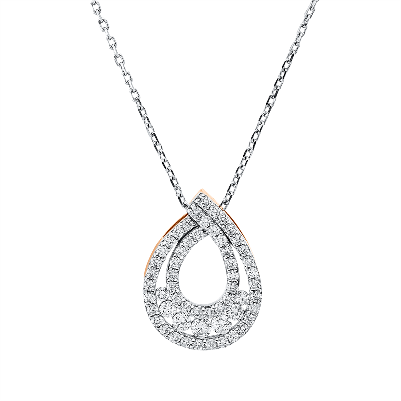 Collier    aus 585/-14 Karat Rotgold / Weißgold mit 57 Diamanten 0