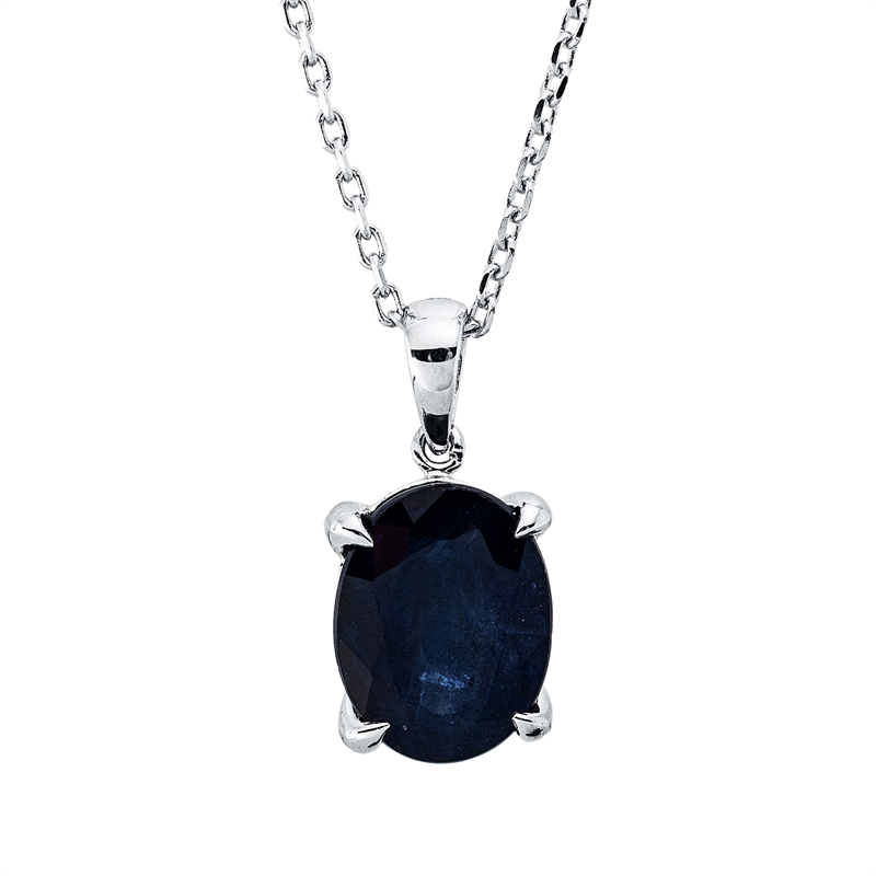 Collier mit Saphir  aus 750/-18 Karat Weißgold  