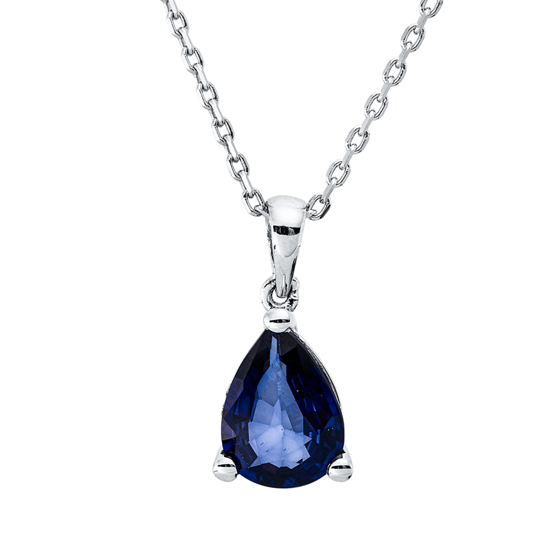 Collier mit Saphir  aus 750/-18 Karat Weißgold  
