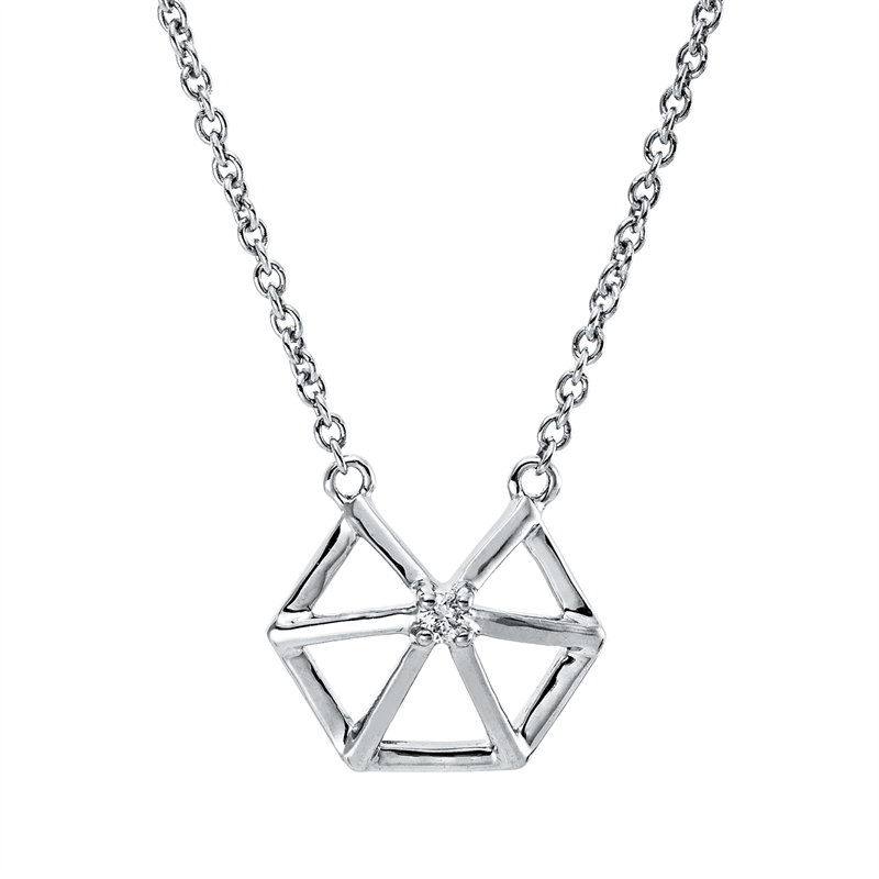Collier    aus 750/-18 Karat Weißgold mit 1 Diamant 0