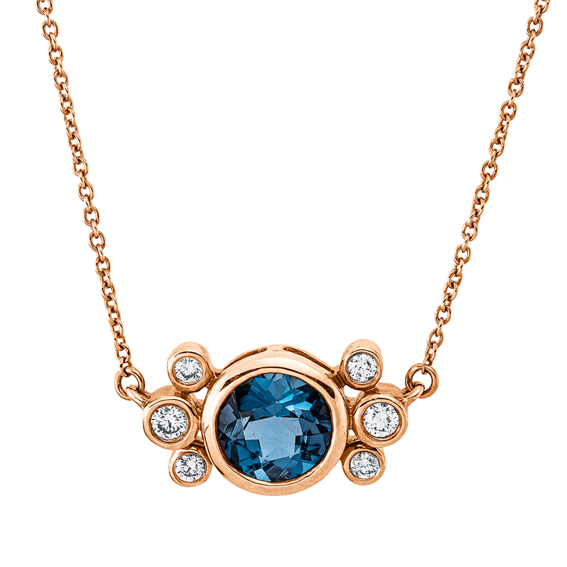 Collier mit Topas  aus 750/-18 Karat Rotgold mit 6 Diamanten 0
