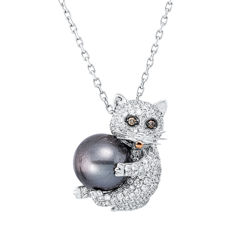 Collier   mit Tahiti aus 750/-18 Karat Weißgold / Rotgold mit 174 Diamanten 2