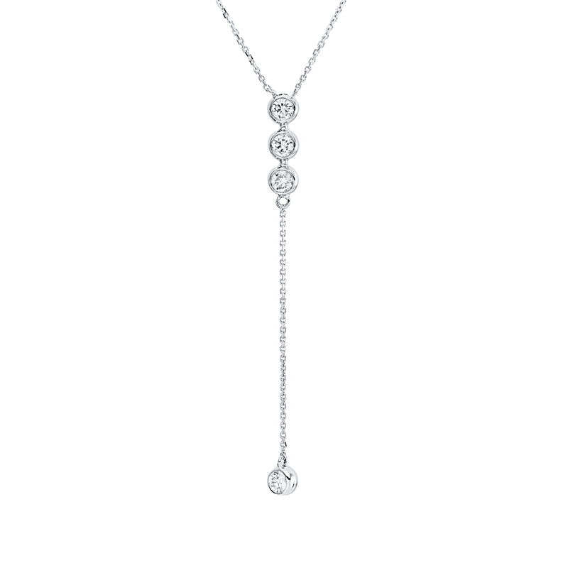 Collier    aus 750/-18 Karat Weißgold mit 4 Diamanten 0