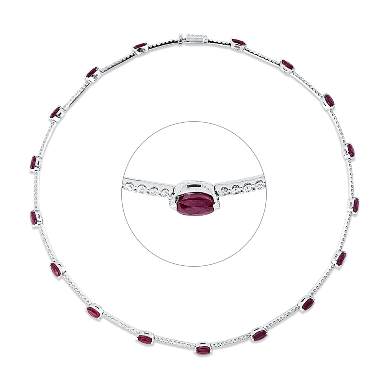 Collier mit Rubin  aus 750/-18 Karat Weißgold mit 161 Diamanten 2