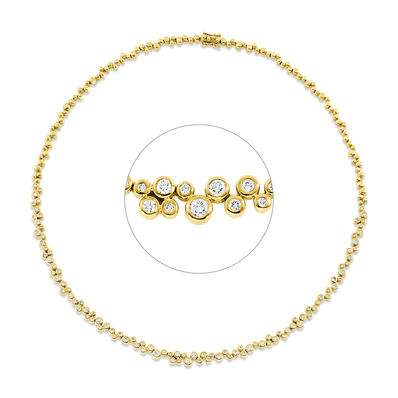 Collier    aus 750/-18 Karat Gelbgold mit 100 Diamanten 2