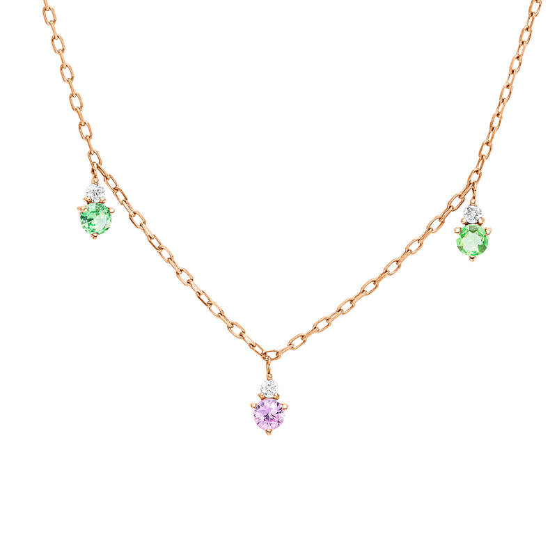 Collier mit Saphir  aus 750/-18 Karat Rotgold mit 5 Diamanten 0