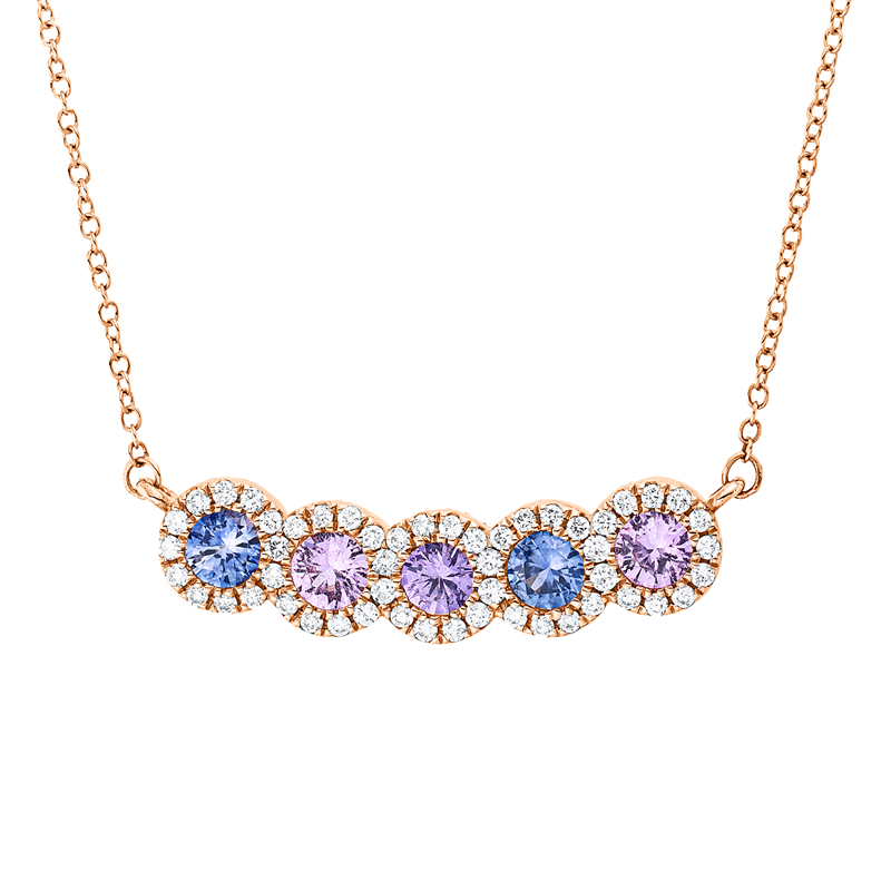 Collier mit Saphir  aus 750/-18 Karat Rotgold mit 52 Diamanten 0