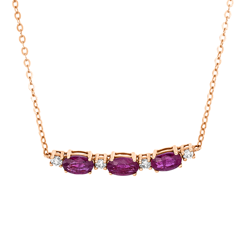 Collier mit Rubin  aus 750/-18 Karat Rotgold mit 4 Diamanten 0