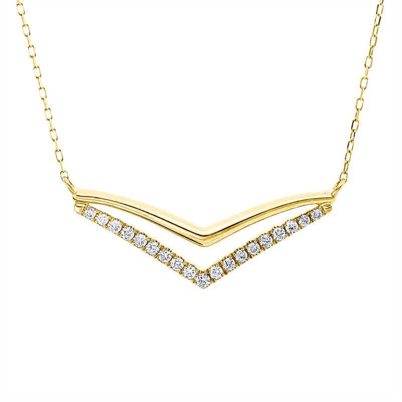 Collier    aus 585/-14 Karat Gelbgold mit 19 Diamanten 0