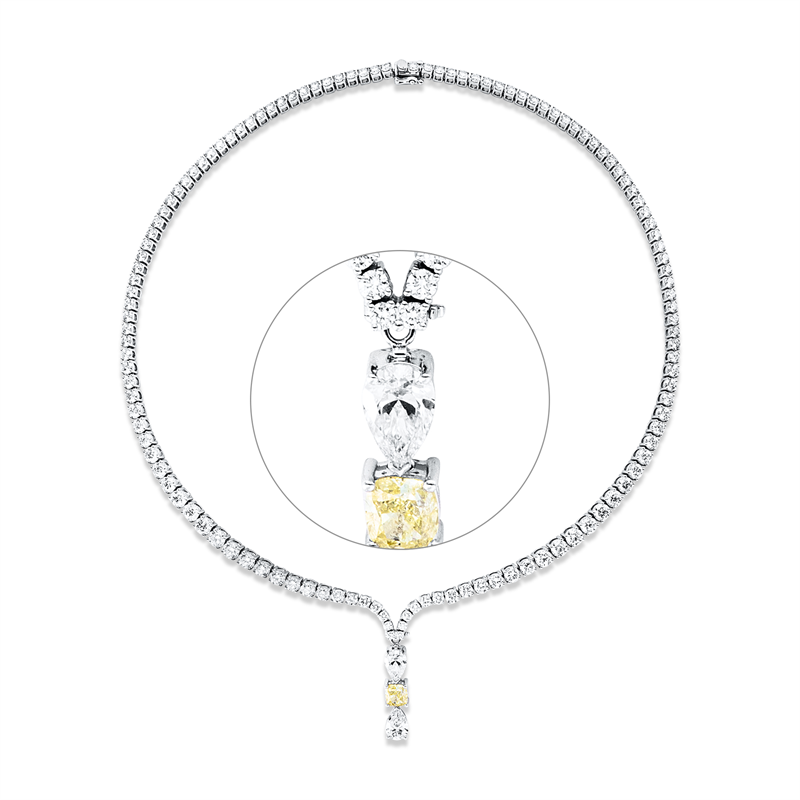 Collier    aus 750/-18 Karat Weißgold mit 128 Diamanten 19