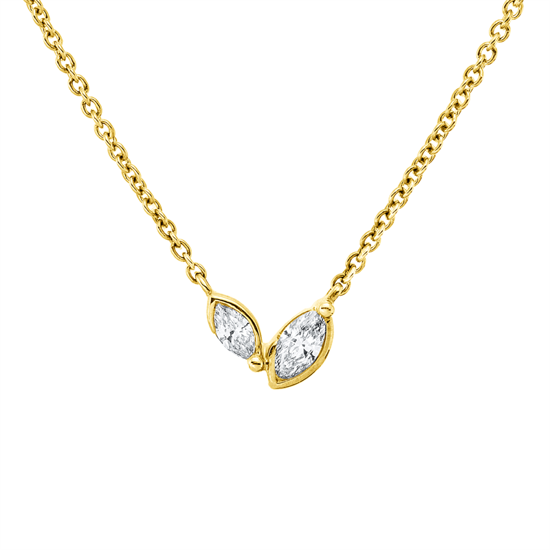 Collier    aus 750/-18 Karat Gelbgold mit 2 Diamanten 0