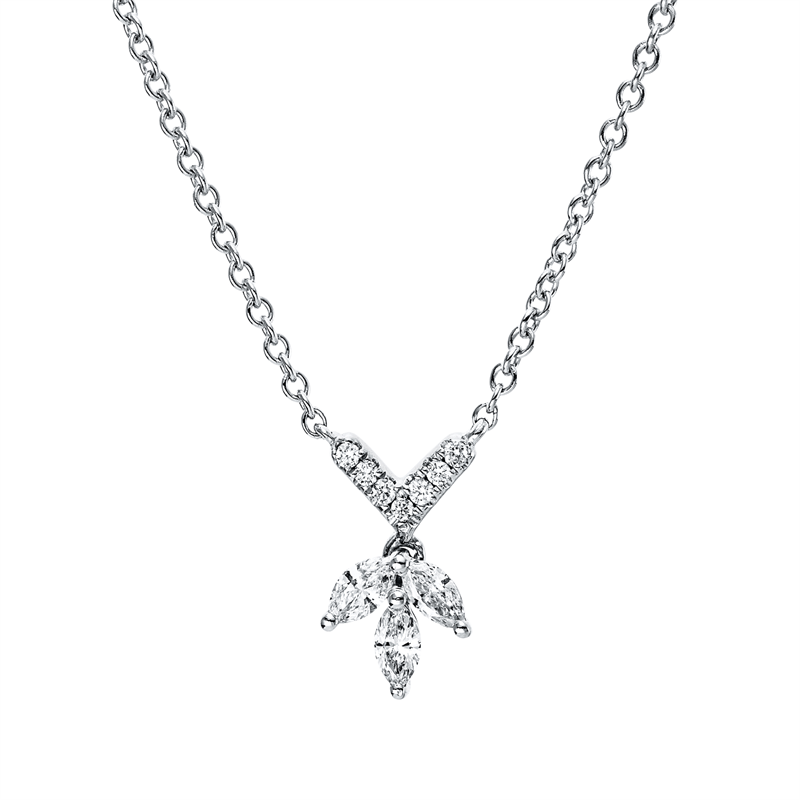 Collier    aus 750/-18 Karat Weißgold mit 10 Diamanten 0