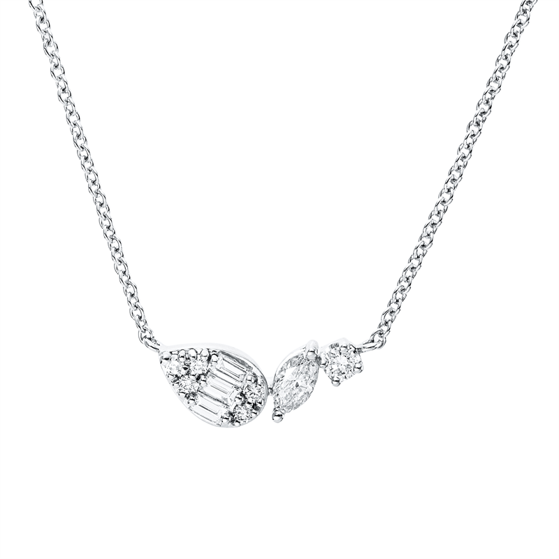 Collier    aus 750/-18 Karat Weißgold mit 10 Diamanten 0