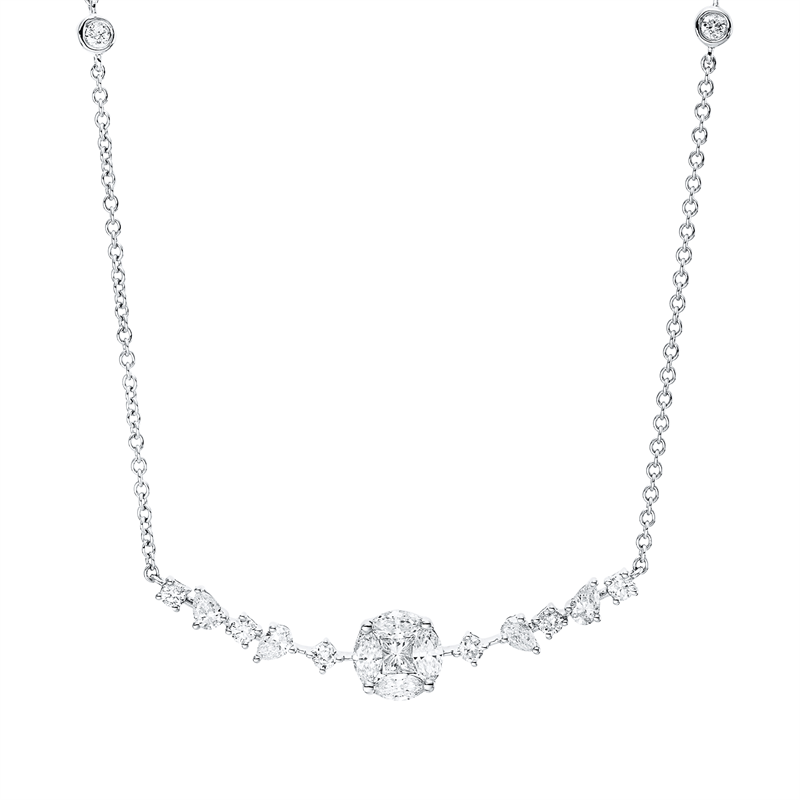Collier    aus 750/-18 Karat Weißgold mit 19 Diamanten 0
