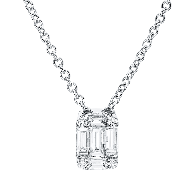 Collier    aus 750/-18 Karat Weißgold mit 9 Diamanten 0