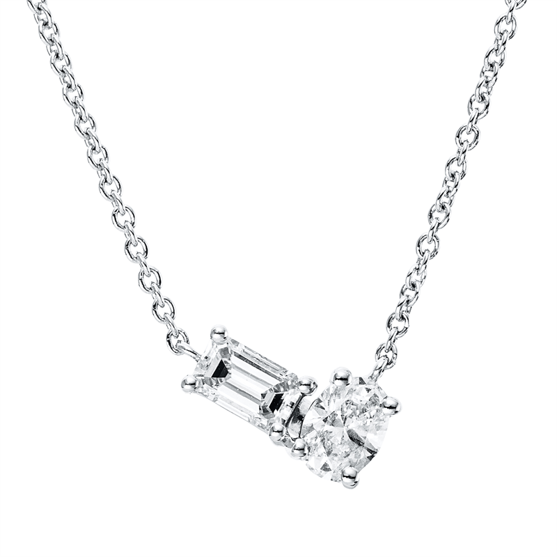 Collier    aus 750/-18 Karat Weißgold mit 2 Diamanten 0