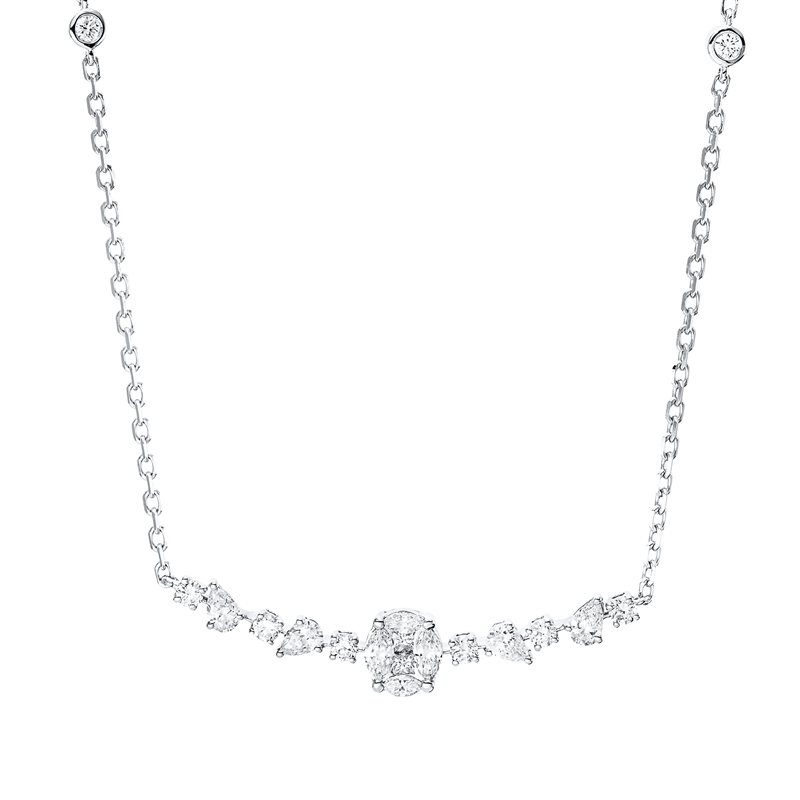 Collier    aus 750/-18 Karat Weißgold mit 20 Diamanten 0