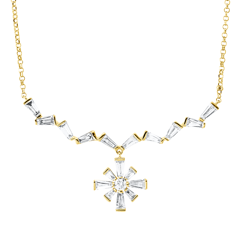 Collier    aus 750/-18 Karat Gelbgold mit 19 Diamanten 0