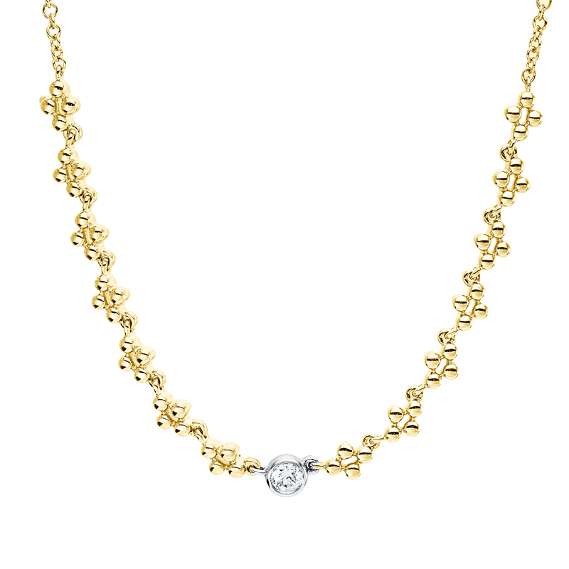 Collier    aus 750/-18 Karat Gelbgold / Weißgold mit 1 Diamant 0