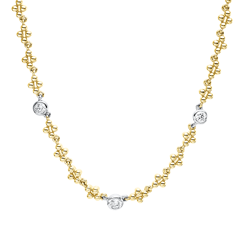 Collier    aus 750/-18 Karat Gelbgold / Weißgold mit 3 Diamanten 0