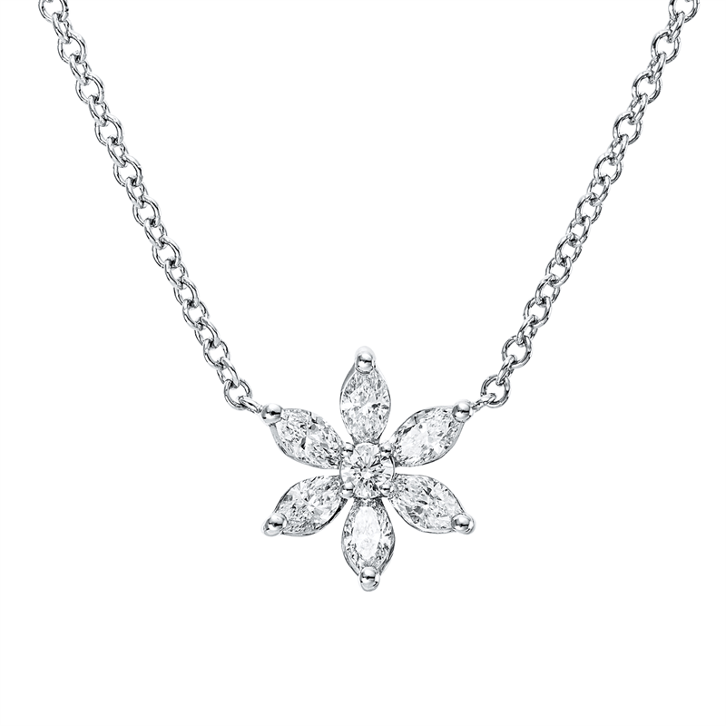 Collier    aus 750/-18 Karat Weißgold mit 7 Diamanten 0