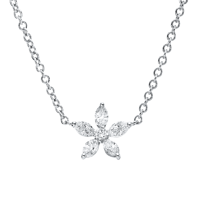 Collier    aus 750/-18 Karat Weißgold mit 6 Diamanten 0