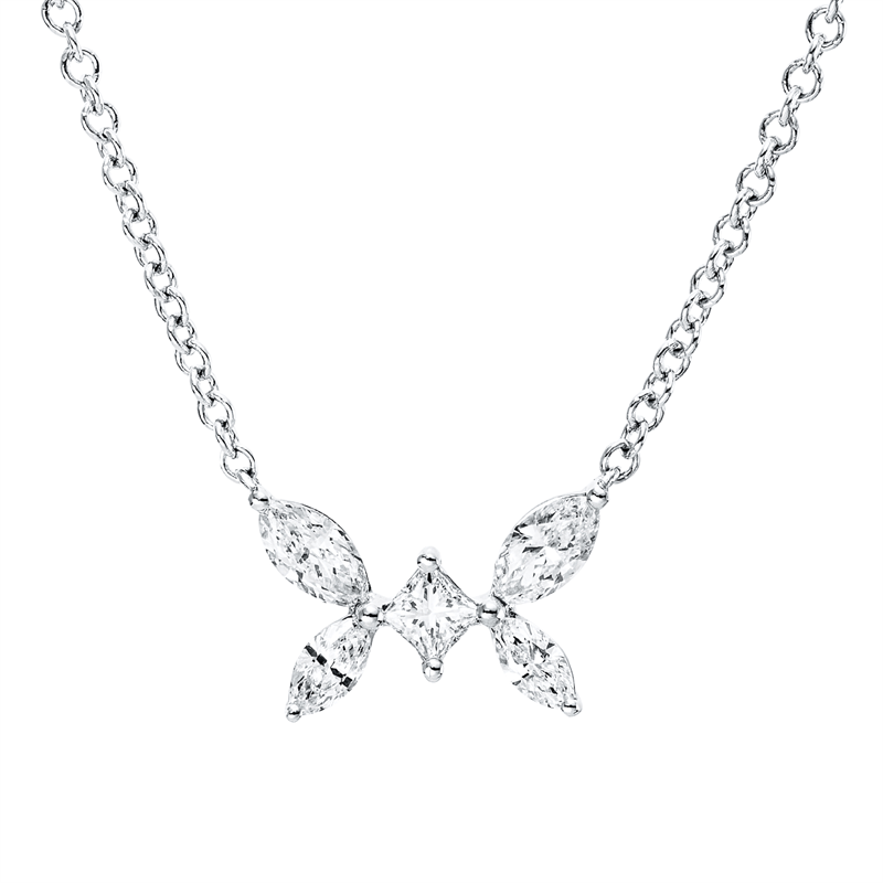 Collier    aus 750/-18 Karat Weißgold mit 5 Diamanten 0