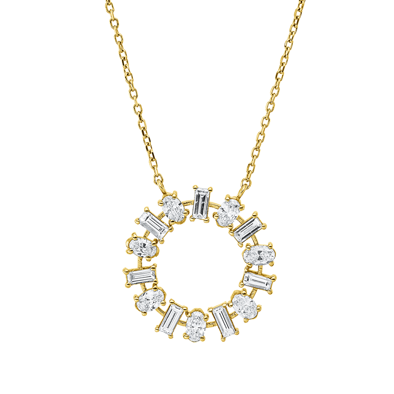 Collier    aus 750/-18 Karat Gelbgold mit 14 Diamanten 1