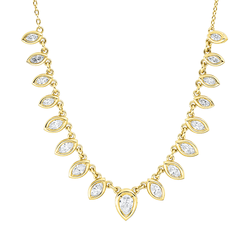 Collier    aus 750/-18 Karat Gelbgold mit 17 Diamanten 1 ct