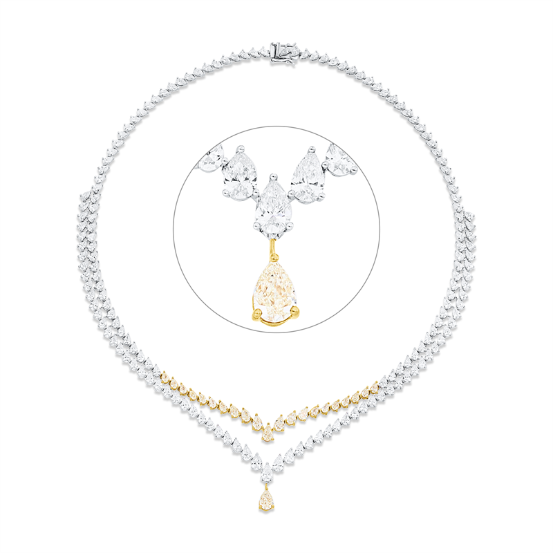 Collier    aus 750/-18 Karat Weißgold / Gelbgold mit 179 Diamanten 19