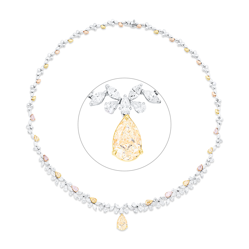 Collier    aus 750/-18 Karat Weißgold / Gelbgold / Rotgold mit 195 Diamanten 19