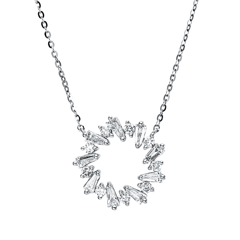 Collier    aus 750/-18 Karat Weißgold mit 18 Diamanten 0