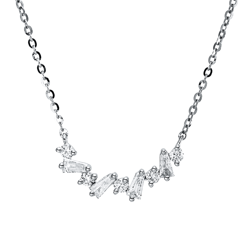 Collier    aus 750/-18 Karat Weißgold mit 9 Diamanten 0