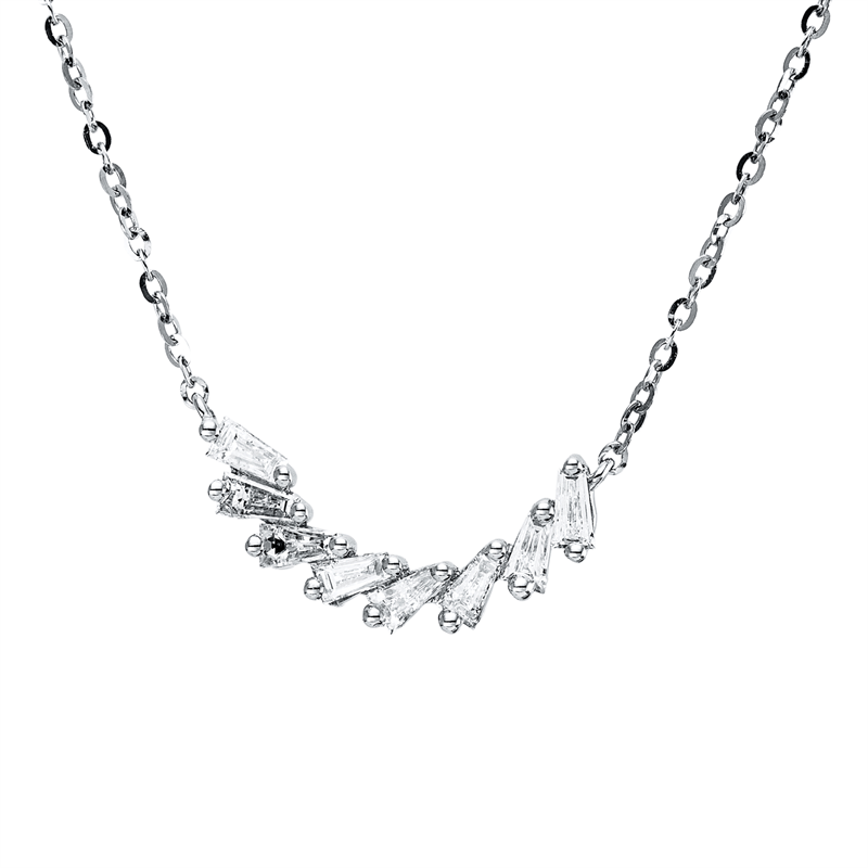 Collier    aus 750/-18 Karat Weißgold mit 8 Diamanten 0