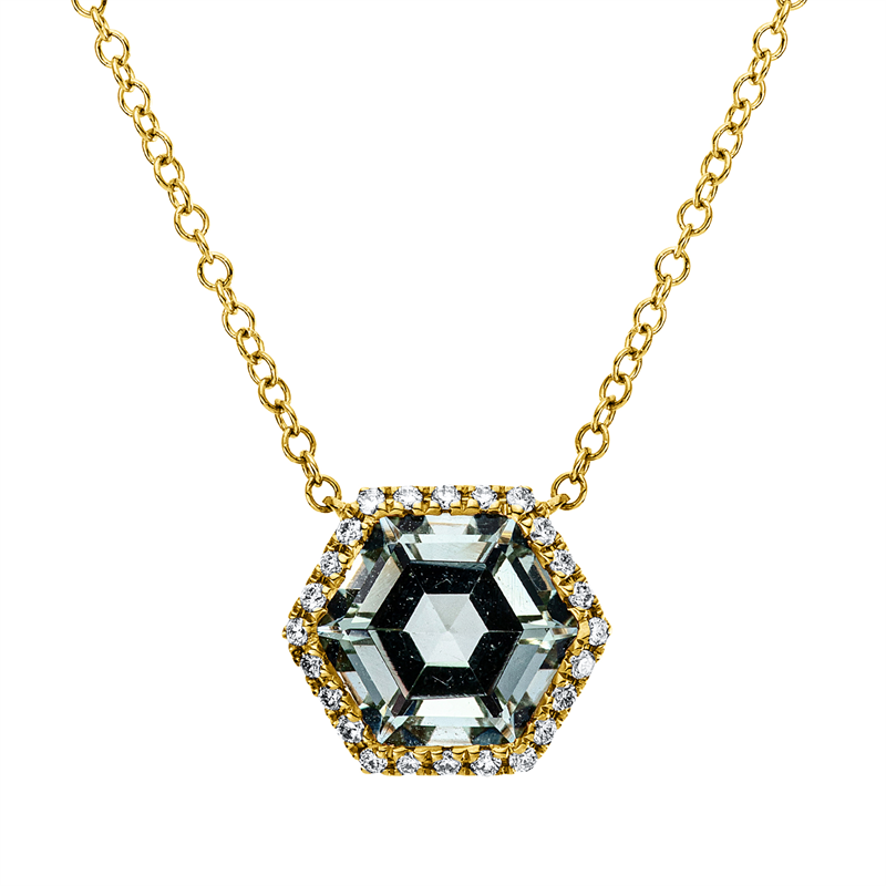 Collier mit Amethyst  aus 750/-18 Karat Gelbgold mit 24 Diamanten 0