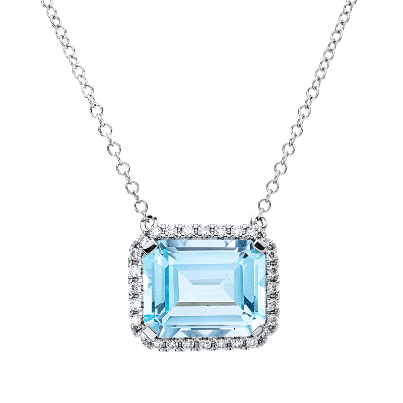 Collier mit Topas  aus 750/-18 Karat Weißgold mit 28 Diamanten 0