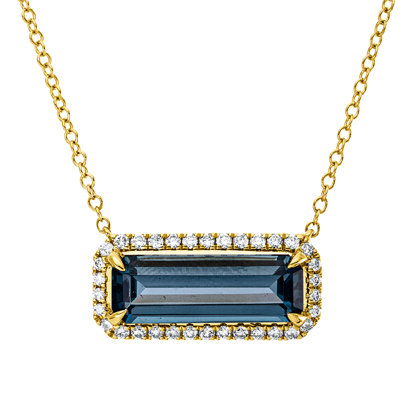 Collier mit Topas  aus 750/-18 Karat Gelbgold mit 34 Diamanten 0