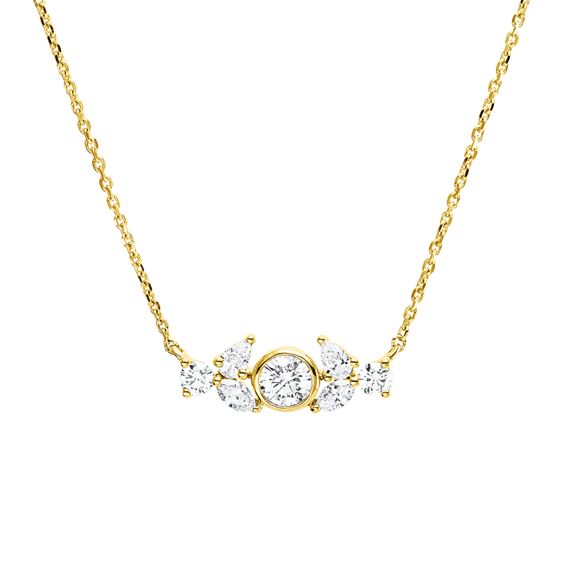 Collier    aus 750/-18 Karat Gelbgold mit 7 Diamanten 0