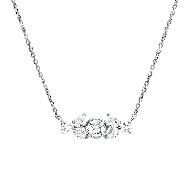 Collier    aus 750/-18 Karat Weißgold mit 7 Diamanten 0