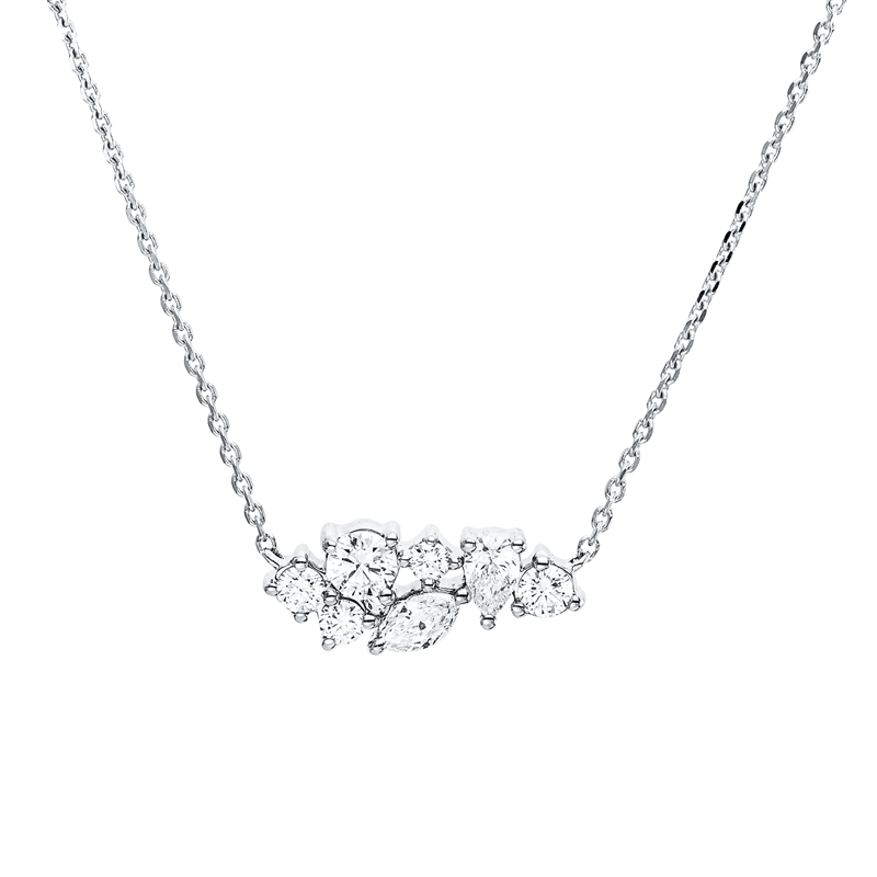 Collier    aus 750/-18 Karat Weißgold mit 7 Diamanten 0