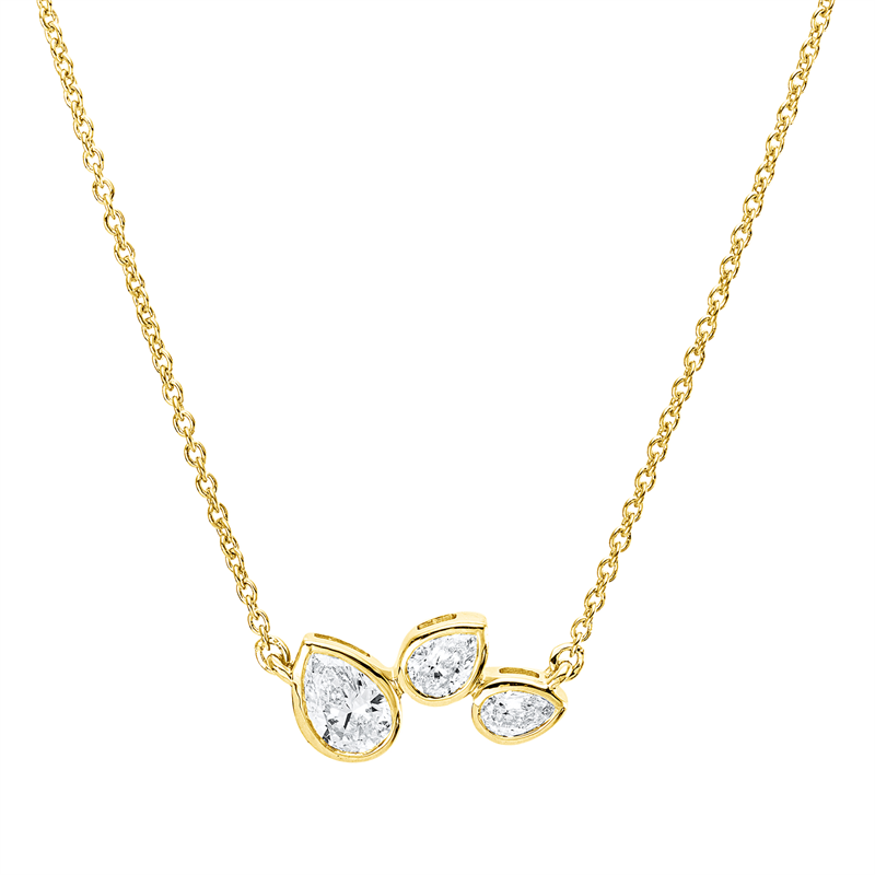 Collier    aus 750/-18 Karat Gelbgold mit 3 Diamanten 0