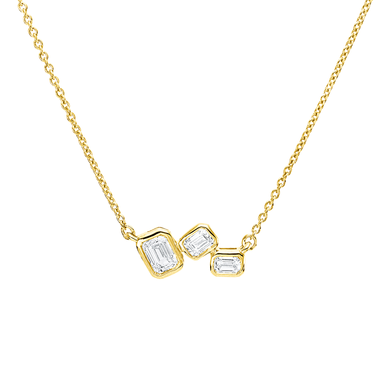 Collier    aus 750/-18 Karat Gelbgold mit 3 Diamanten 0