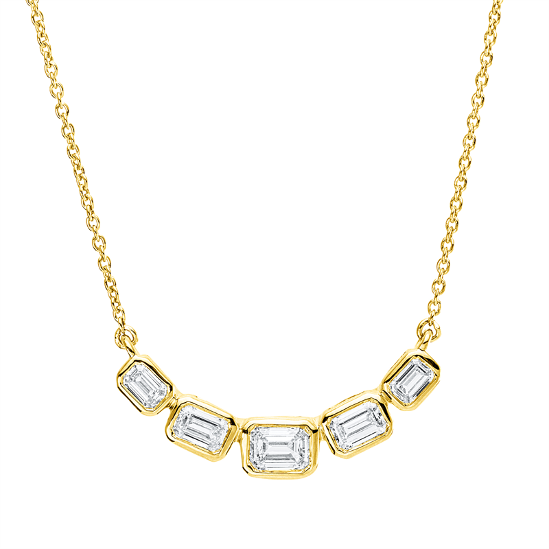 Collier    aus 750/-18 Karat Gelbgold mit 5 Diamanten 0
