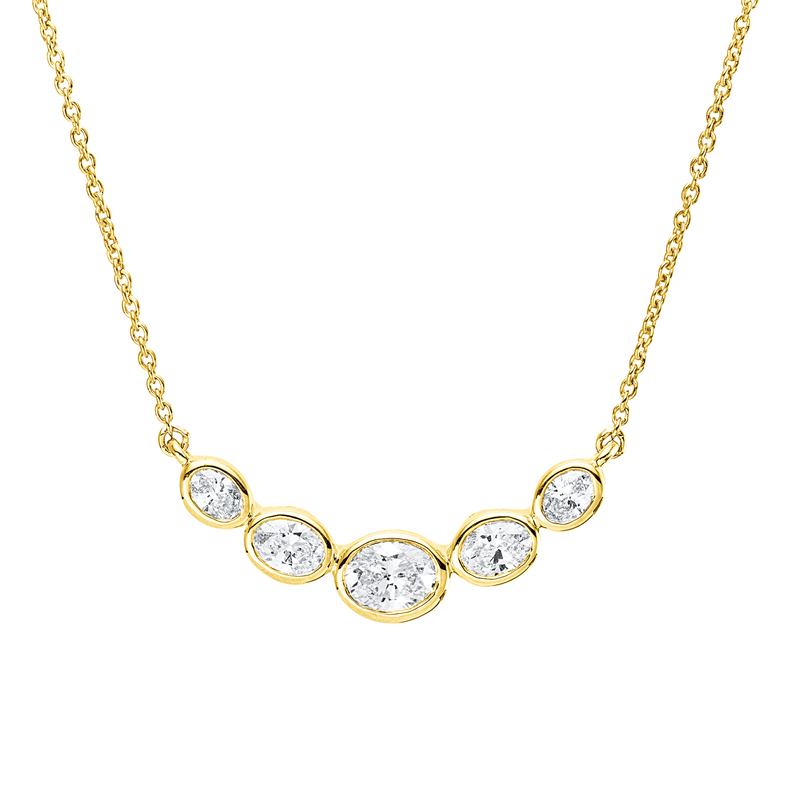 Collier    aus 750/-18 Karat Gelbgold mit 5 Diamanten 0