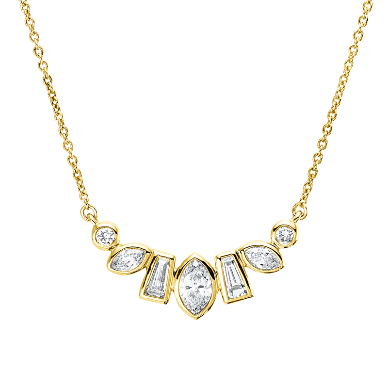 Collier    aus 750/-18 Karat Gelbgold mit 7 Diamanten 0