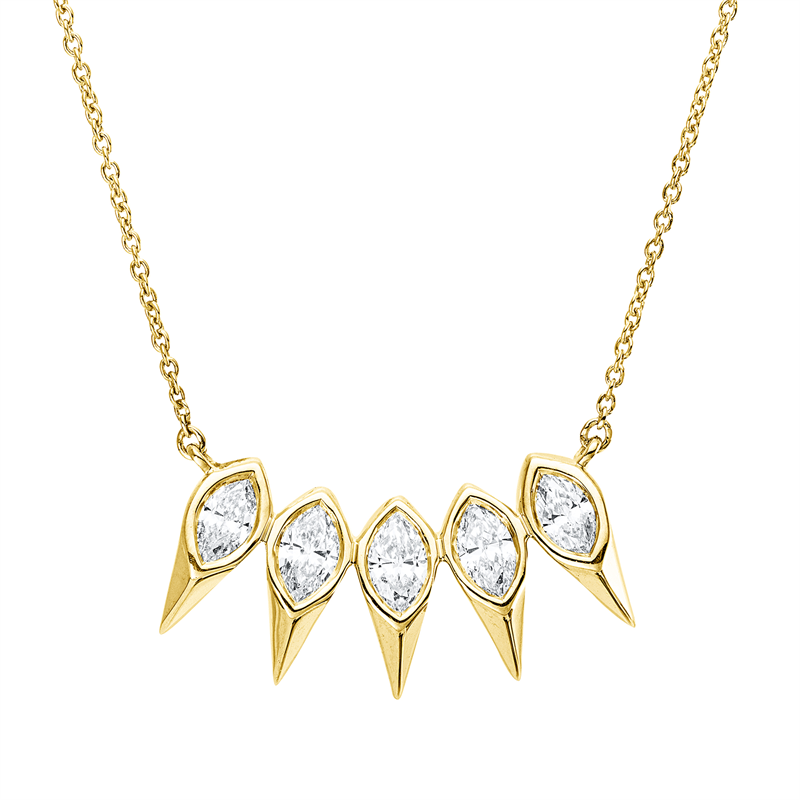 Collier    aus 750/-18 Karat Gelbgold mit 5 Diamanten 0